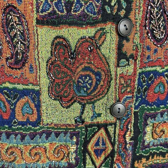 Chico's Beaded Tapestry Anniversary
Collection Cotton Blend Jacket Size M - Picture 2 of 11